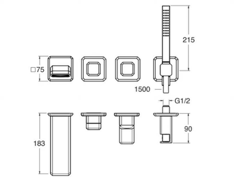 ITALY CRIIT102 - Wall-mounted bathtub set with hand shower by CRISTINA Rubinetterie - view 3